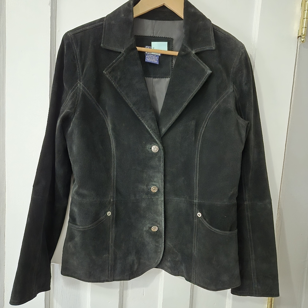Vintage Y2K B.u.m Equipment Suede Leather Black Sz S